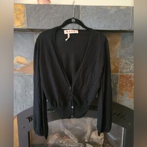 Marni made in Italy Black Silk Cashmere Button Front Cardigan size 44 IT/8 US